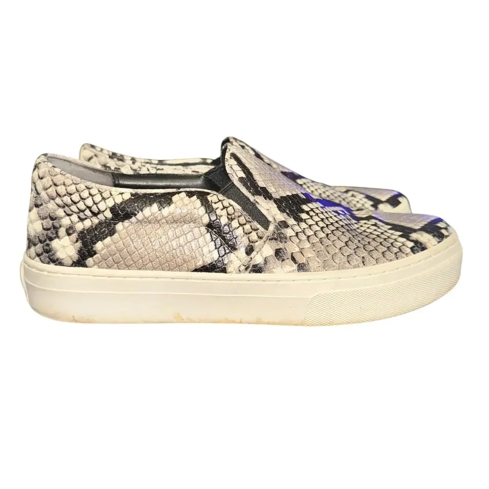 Tory Burch Max Sneakers Women's Size 6.5 M Tan Black Snake Print Leather Shoes